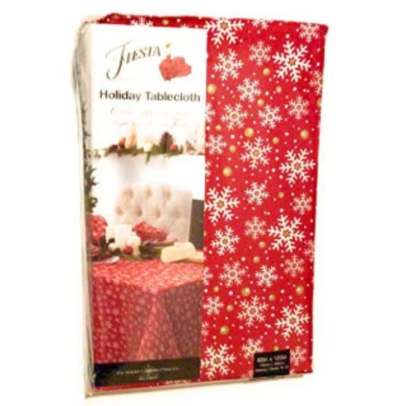 Snowflake Tablecloth for sale | eBay Fiesta Holiday Tablecloth Snowflake Scarlet 60x120